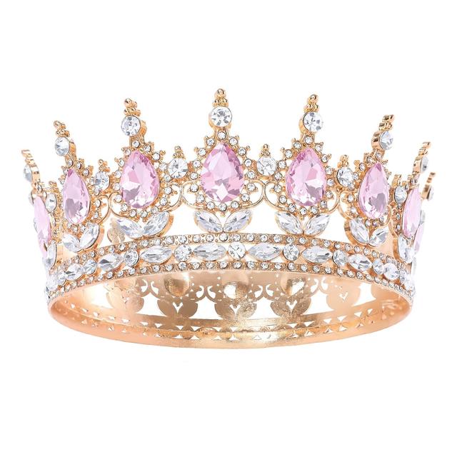 Product image of Pink Queen Crown for Women Crystal Tiara for Girl Rhinestone Wedding Headband for Bride Hair Accessories for Costume Birthday Party Prom Gifts