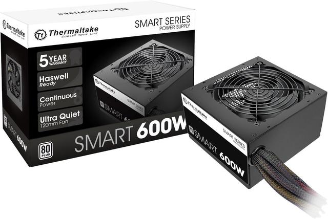 Product image of Thermaltake SMART 600W ATX 12V V2.3/EPS 12V 80 Plus Certified Active PFC Power Supply PS-SPD-0600NPCWUS-W