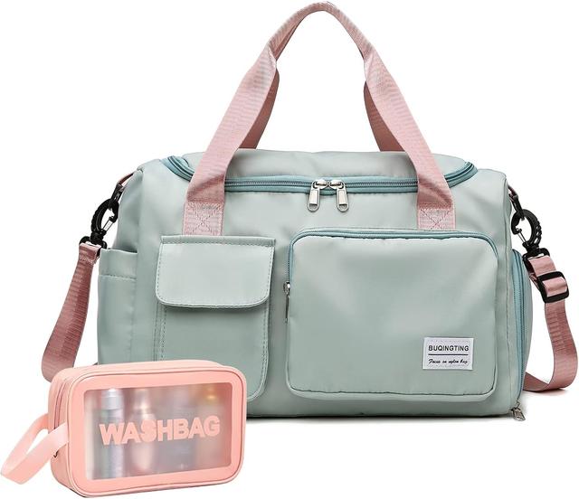 Product image of Small Gym Bag for Women, Travel Duffle Bag Carry On Weekender Bag with Shoe Compartment
