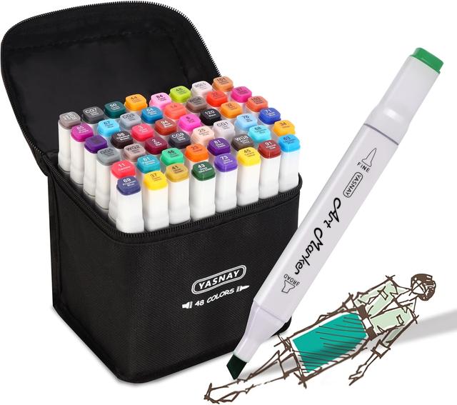 Product image of Alcohol Markers, 48 Colors Dual Tip Art Marker, Drawing Markers, Coloring Marker for Kids Sketching Adult Coloring
