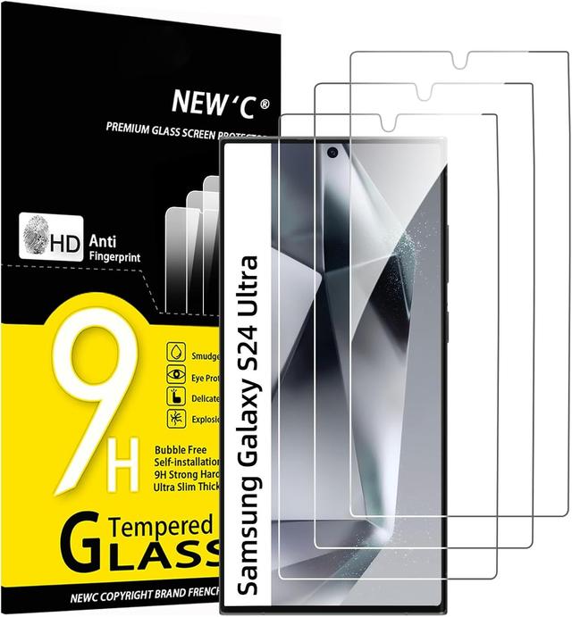 Product image of NEW'C 3 Pack Designed for Samsung Galaxy S24 Ultra Screen Protecto, (No for S24/S24 Plus), Tempered Glass, Case Friendly Scratch-proof, Bubble Free, Ultra Resistant