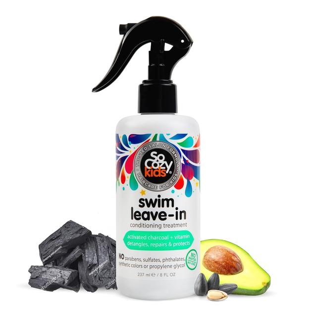 Product image of SoCozy Swim Leave In Conditioner Spray & Treatment for Kids Hair (8 Fl Oz) Protects & Repairs Pool, Sun & Salt Damaged Hair, Gentle Formula with Activated Charcoal, Vitamin B5 & Sunflower Seed Extract