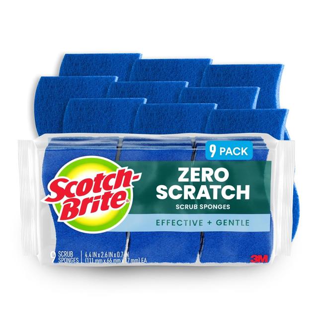 Product image of Scotch-Brite Zero Scratch Scrub Sponge, 9 Kitchen Sponges for Cleaning Around the Home, Bathroom & More, Effective + Gentle Dish Scrubber, Best for Nonstick Pots and Pans, Safe on Most Surfaces