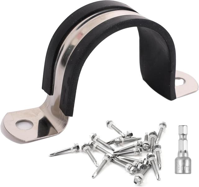 Product image of Pipe Clamps,304 Stainless & Rubber Cushioned Heavy Duty Conduit clips (SCH 2 in (60 MM) - 12 Pack)