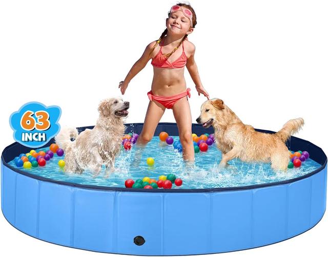 Product image of Jecoo Dog Pool for Large Dogs Kiddie Pool Hard Plastic Foldable Dog Bathing Tub Portable Outside Kids Swimming for Pets and Dogs Outdoor Backyard