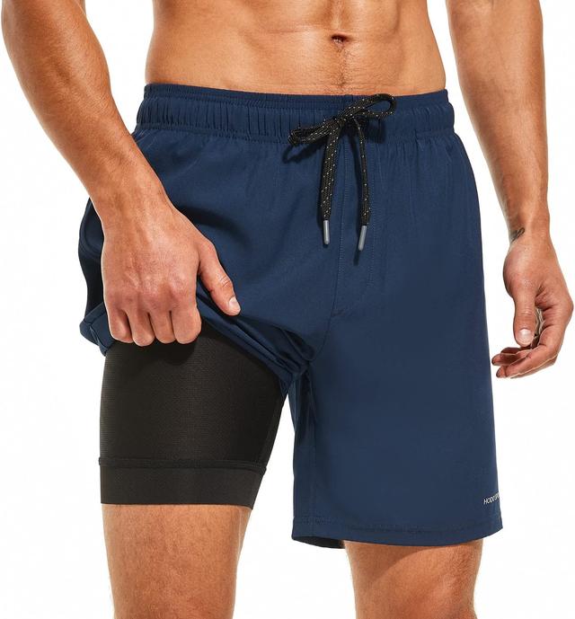 Product image of HODOSPORTS Mens Swimsuit Trunks 7" Quick-Dry Swim Shorts with Compression Liner and Zipper Pockets