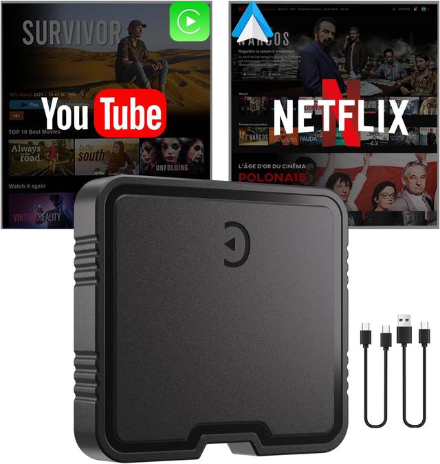 Product image of Wireless Carplay Adapter, Supports Netflix, YouTube, TF Card Plug & Play, Android Auto Wireless Dongle Fits for Factory Wired Car Play Cars