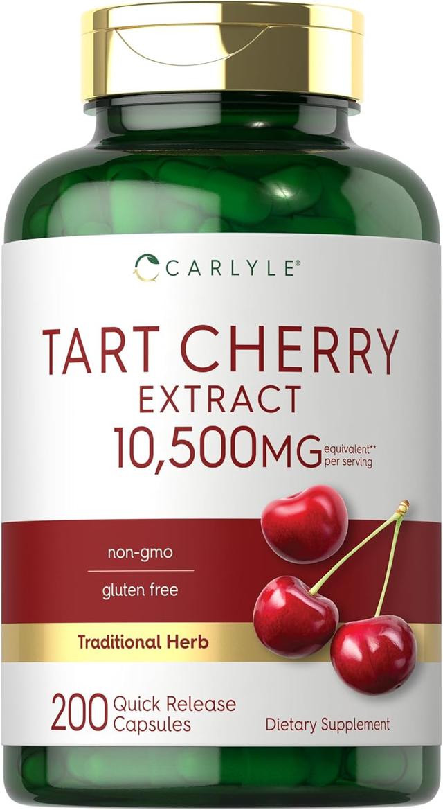Product image of Carlyle Tart Cherry Capsules | 10,500mg | 200 Pills | Max Potency | Non-GMO, Gluten Free | Tart Cherry Juice Extract