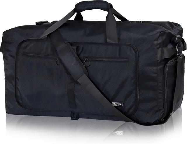 Product image of Fmeida 65L Duffle Bag with Shoes Compartment, Foldable Travel Duffel Bags for Men Women, Large Packable Travel Bag Water Repellent & Tear Resistant (Black)