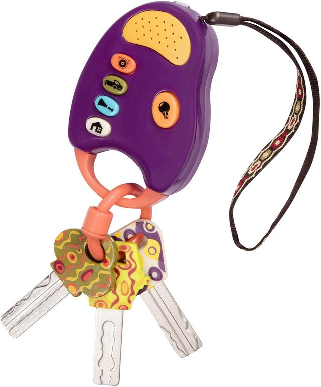Product image of B. toys – Toy Car Keys – Key Fob with Lights & Sounds – Interactive Baby Toy – Pretend Keys for Babies, Toddlers – 10 Months + – FunKeys – Purple