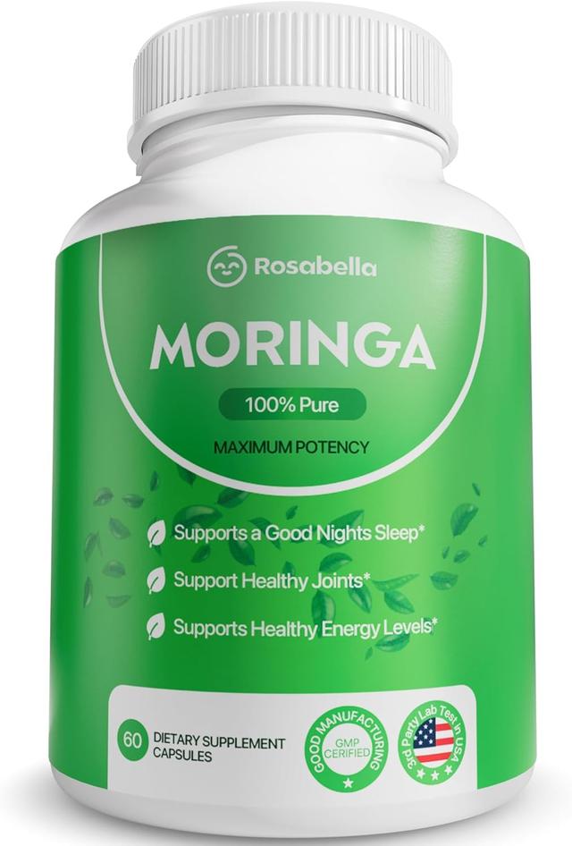 Product image of Rosabella Moringa Capsules - Pure Moringa Powder, Energy, Skin, Immune & Gut Health Superfood, Rich in Antioxidants, Essential Vitamins & Amino Acids, Natural Green Superfood Supplement - 60 Count
