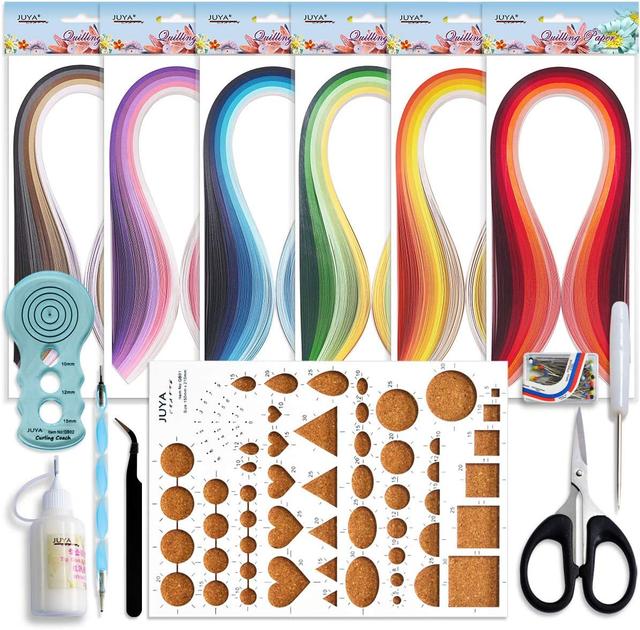 Product image of JUYA Paper Quilling Kits with 30 Colors 600 Strips and 8 Tools (Width:3mm with Glue, Blue Tools)