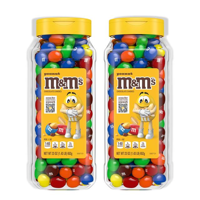 Product image of M&M’S Peanut Candy Jars, Assorted Chocolate Candies, Party Size Bulk, Movie Night Treats, Bulk Chocolate Candy, Buffet Chocolates, Resealable and Recyclable, 23 Oz Each, Pack of 2