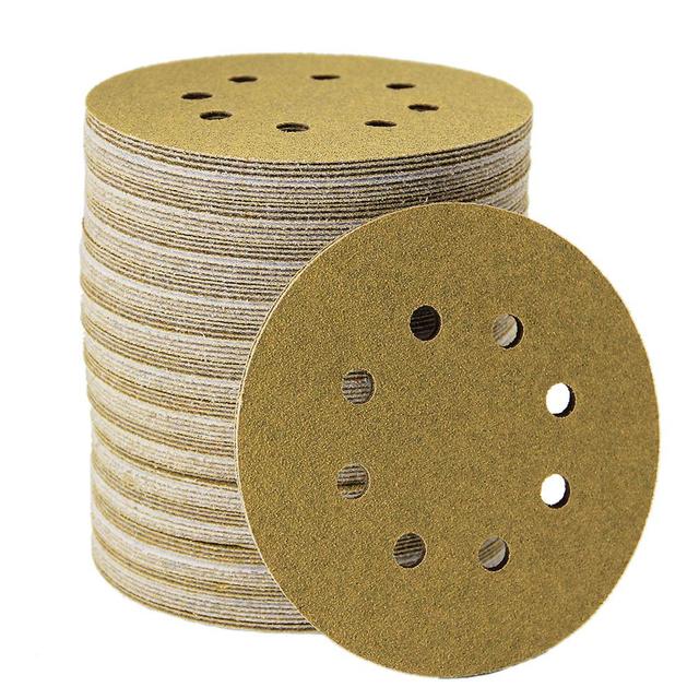Product image of 5-Inch 8-Hole Hook and Loop Sanding Discs, Orbital Sander Sandpaper Discs, 100 Pieces Round Sandpaper Set, 80 Grit