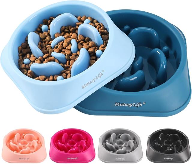 Product image of MateeyLife Slow Feeder Dog Bowls 2PCS, Anti-Choking Puzzle Dog Food Bowls, Anti-Slip Interactive Feeding Slow Down Eating, Bloat Stop Maze Dishes for All Breeds Pets