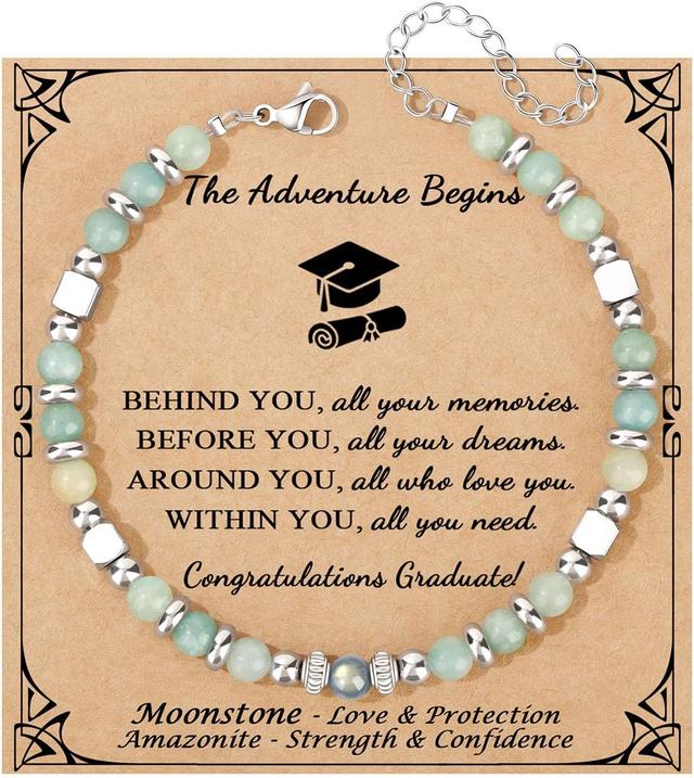Product image of 𝗚𝗶𝗳𝘁𝘀 𝗳𝗼𝗿 𝗪𝗼𝗺𝗲𝗻 𝗠𝗼𝗼𝗻𝘀𝘁𝗼𝗻𝗲 𝗕𝗿𝗮𝗰𝗲𝗹𝗲𝘁 Amazonite Colorful Imperial Jasper Stainless Steel Beads Bracelets, Graduation Mothers Day Christmas Birthday Gifts for Her Women