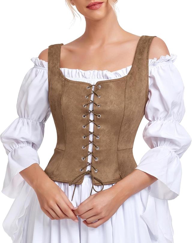 Product image of Century Star Renaissance Corset Costume Women Pirate Medieval Viking Floral Top Ren Faire Vest Victorian Plus Size Bodice