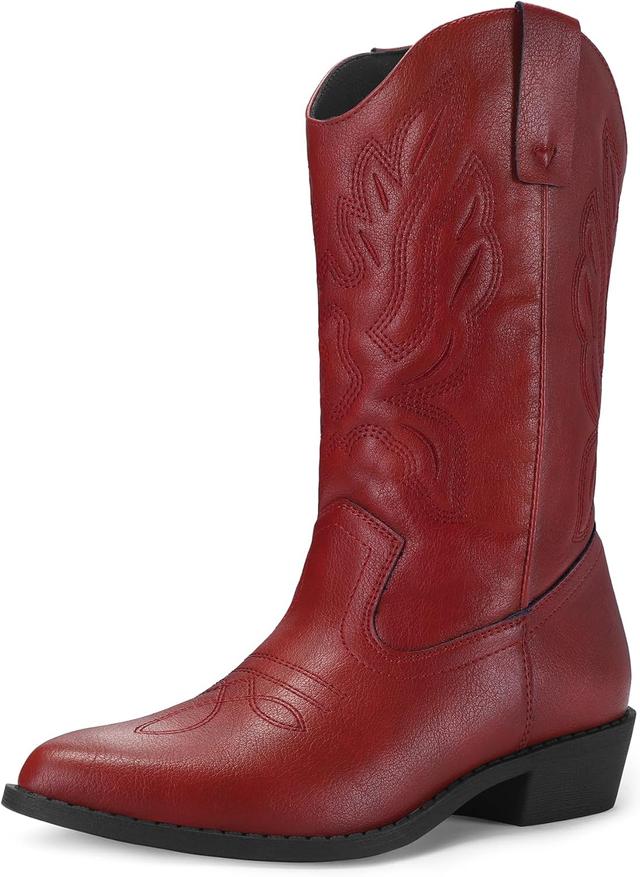 Product image of mysoft Women's Western Cowboy Boots Embroidered Mid-Calf Pointed Toe Cowgirl Boot
