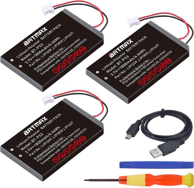 Product image of Batmax 3Pcs 1800mAh LIP1359 Battery Replacement for Sony PS3 PlayStation 3 Sixaxis Dualshock 3 Wireless Controller CECHZC2E CECHZC2U LIP1472 LIP1859…