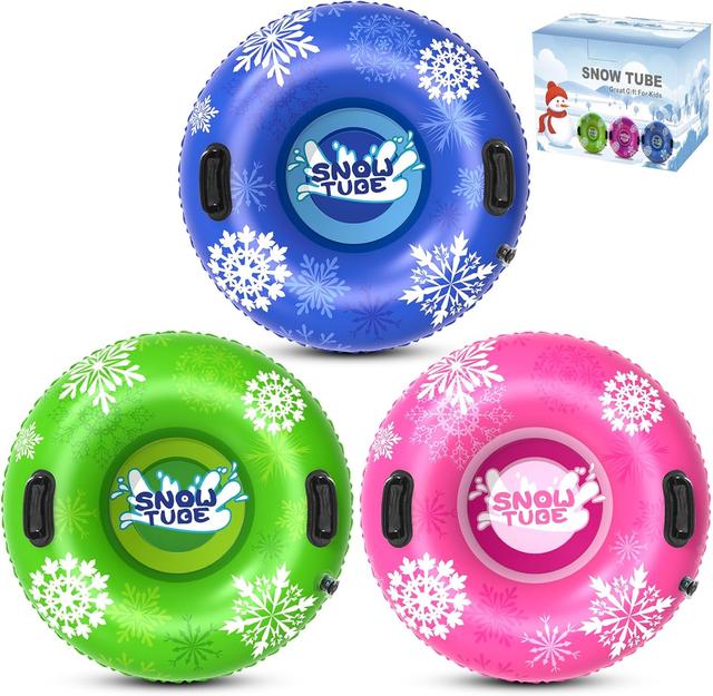 Product image of Snow Tube, 3Packs for The Whole Family Inflatable Snow Sled for Kids and Adult, Thickened Heavy Duty Hard Bottom Sleds for Snow with Handles, Winter Toys for Outdoor Sledding Snow Tube Sports