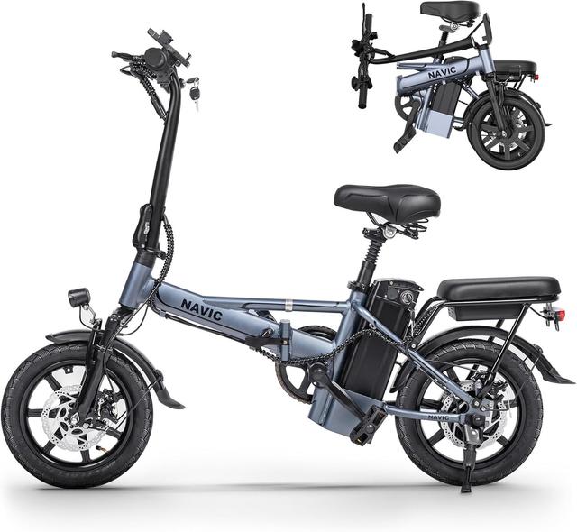 Product image of NAVIC Electric Bike for Adults, 750W Peak Folding Ebike, 14'' Adults Electric Bicycles with 499.2/749Wh Removable Battery, 22Mph Max Speed, 40Miles Range, Multi-Shock Absorption, Commuting Mini EBikes