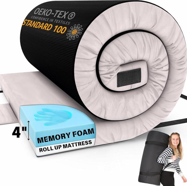 Product image of Matrix Comfort-Cell Memory Foam Camping Mattress Pad, Portable Foam Sleeping Pad for Camping, Roll up Sleeping Mat for Adults Floor Mattress Guest Floor Bed for Sleepover, Car, Tent SUV Cot Mattress