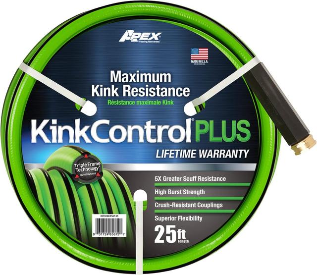 Product image of Kink Control Plus Water Hose 25ft - High Burst Strength and Superior Flexibility Garden Hoses, Outdoor Hose with Kink Resistance, Triple Frame Technology, Made in USA.