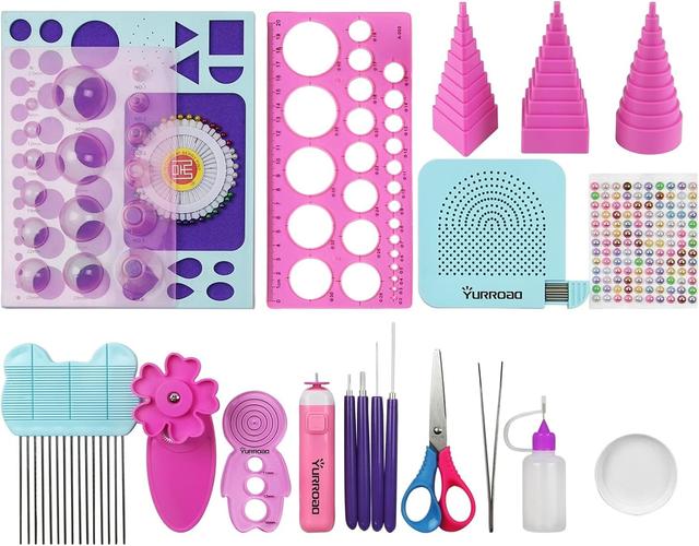 Product image of YURROAD 19pcs Beginners Quilling Tools Kit Electric Slotted Quilling Pen Template Board Curling Coach Crimper Comb Filigrana Tools Set