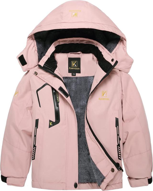 Product image of Keevoom Girl's Waterproof Ski Jacket Fleece Snow Coat Windproof Warm Winter Snowboarding Jacket with Removable Hood