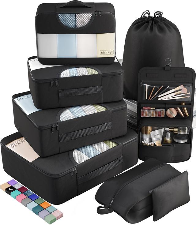 Product image of Veken 8 Set Packing Cubes for Travel Essentials, Suitcase Organizer Bags Set for Luggage, Road Trip Travel Accessories in 4 Sizes (Extra Large, Large, Medium, Small), Black