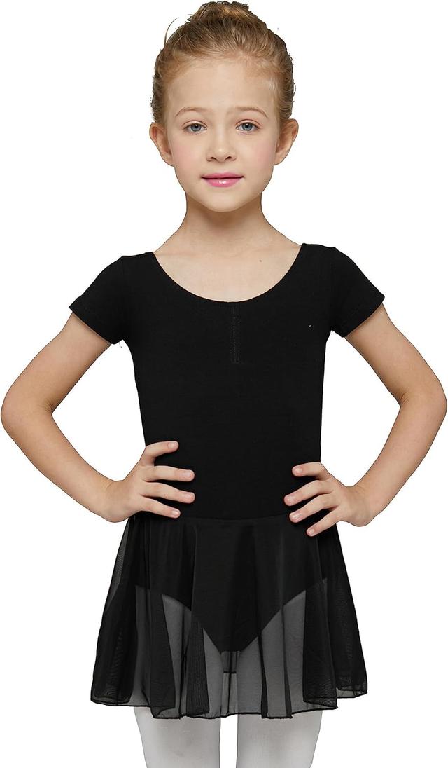Product image of MdnMd Toddler Ballet Leotards for Girls Dance Leotards with Skirt Gymnastic Ballerina Outfit Dress Classic Short Sleeve