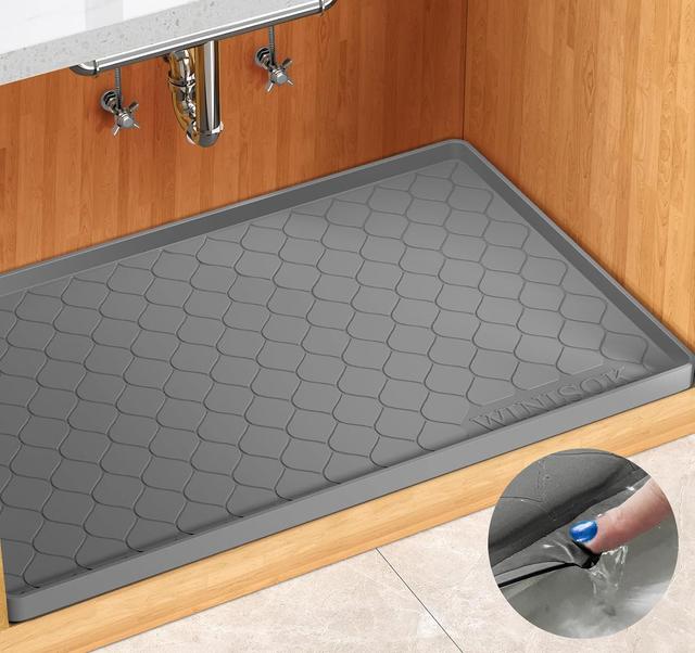 Product image of Silicone Under Sink Mat 34" x 22", Kitchen Essentials and Gadgets, Shelf Liner and Cabinet Protector, Home Organizers and Storage, Waterproof Bathroom Tray
