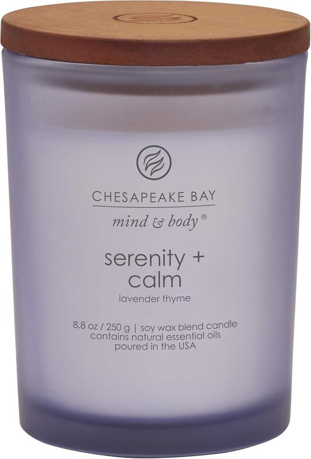 Product image of Chesapeake Bay Candle Medium Jar Scented Candle Serenity + Calm (Lavender Thyme) Home Décor Orange Gifting Idea Burn Time of 50 Hours