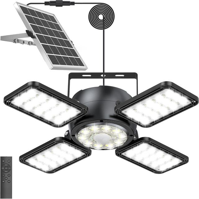 Product image of Solar Shed Light Outdoor Indoor, Upgrade 6500K 1200Lumen 174 LEDs Motion Sensor Pendant Light, 120°Adjustable 4+1 Solar Powered Lights Camping Plants Garage Waterproof Remote & Timer