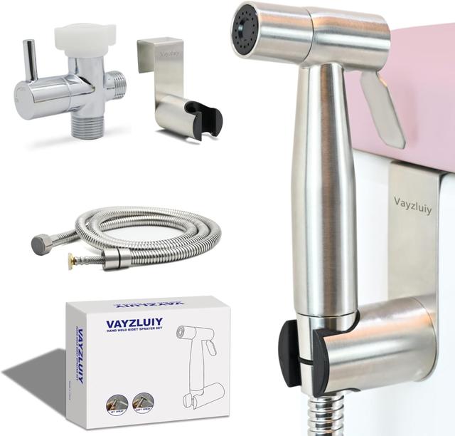 Product image of Handheld Toilet Bidet Sprayer for Toilet-Adjustable Water Pressure Control with Bidet Hose for Feminine Wash, Stainless Steel Brushed Nickel Cloth Diaper for Baby Wash (Stainless Steel, 2)