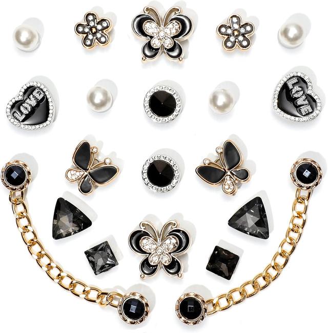 Product image of 20pcs Bling Gems Plastic Butterfly Flower Sparkling Rhinestones Pearl DIY Shoe Decoration Charms for Women's Party Favor