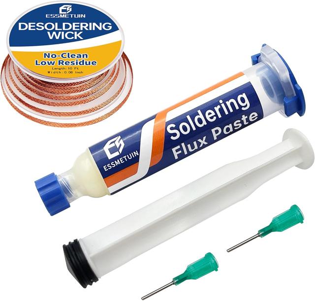 Product image of Desoldering Wick and Soldering Flux Paste for Electronics Repair, No Clean Flux(10CC), Solder Removal Kit