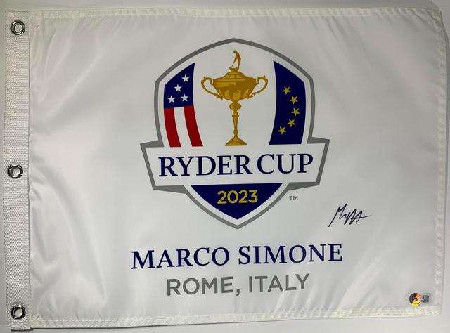 Product image of Max Homa signed 2023 Ryder Cup Flag marco simone golf pga beckett coa