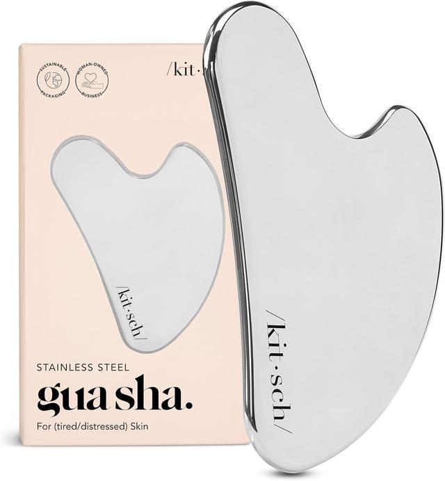 Product image of Kitsch Stainless Steel Gua Sha Facial Tools, Lymphatic Drainage Massager for Face, Chin & Jawline Sculpting, Body Guasha Tool for Muscle Tension, Skin Care Gift for Mom Women