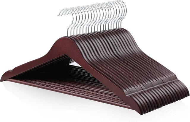 Product image of Amazon Basics Durable Wooden Suit Clothes Hangers - Cherry, 20-Pack
