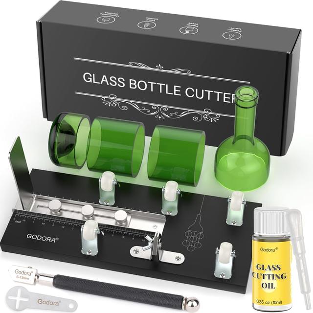 Product image of Glass Bottle Cutter & Glass Cutting Oil, Premium Glass Cutter for Bottles & Glass Cutting Oil Bundle - DIY Glass Bottle for Cutting Beer, Wine or Soda Round Bottles & Mason Jars, Perfect Bottle Cutter