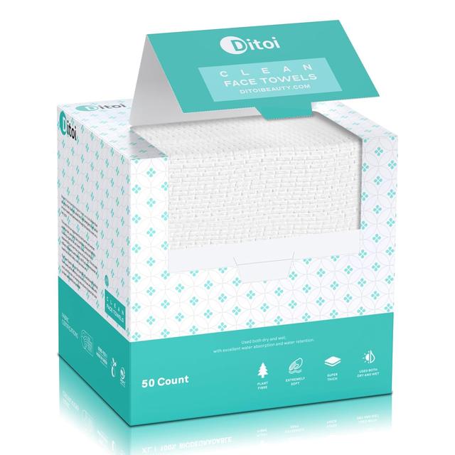 Product image of Face Towels, 10"×12" Disposable Face Towel, Face Towelettes XL, Ultra Soft Makeup Remover Dry Wipes, Thick Face Towel for Sensitive Skin, 50 Count (1 Pack)