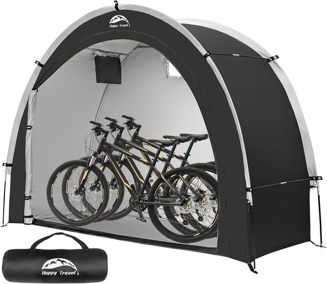 Product image of Happy Travel Bike Storage Tent Shed, Outdoor Waterproof Bicycle Covers Shelter with Window for 2/3/4/6 Bikes,Oversized Outside Portable Sheds for Lawn Mower,Garden Tools