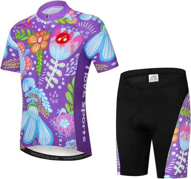 Product image of Kids Cycling Jersey Set with 3D Padded Shorts Cartoon Bike Top