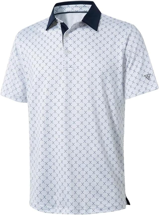 Product image of Men's Golf Polo Shirts Short Sleeve Striped Performance Moisture Wicking Dry Fit Golf Shirts for Men