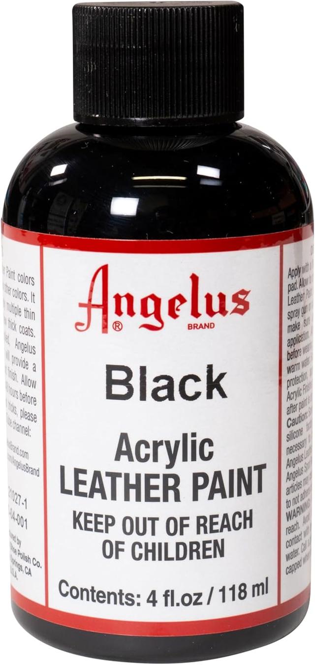 Product image of Angelus Acrylic Leather Paint for Shoes, Sneakers, Leather, Canvas, Furniture, and More - 4 fl oz, Black