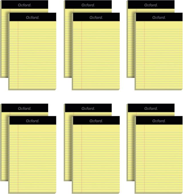 Product image of Oxford 5 x 8 Legal Pads, 12 Pack, Narrow Ruled, Yellow Paper, 50 Sheets Per Writing Pad, Made in the USA (74017)