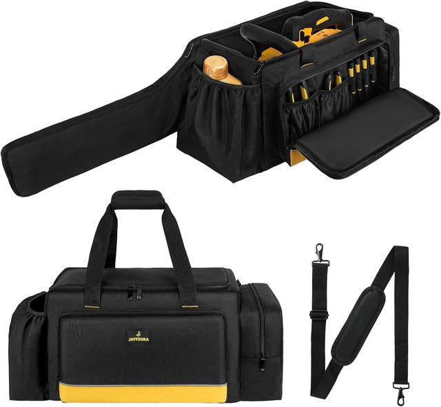 Product image of Chainsaw Carrying Case, Waterproof Foldable Chainsaw Storage Bag Compatible with Greenworks, Dewalt, EGO Power+ 14''/16''/18'' Chainsaws and Cordless Chainsaw, Black&Yellow
