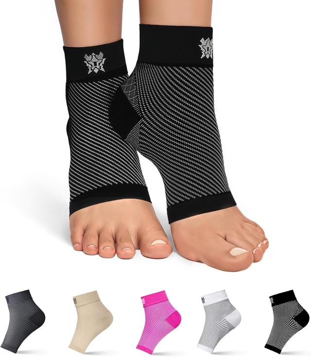 Product image of Bitly Plantar Fasciitis Compression Socks for Women & Men - Best Ankle Compression Sleeve, Nano Brace for Everyday Use - Provides Arch Support & Heel Pain Relief (Black, Medium)