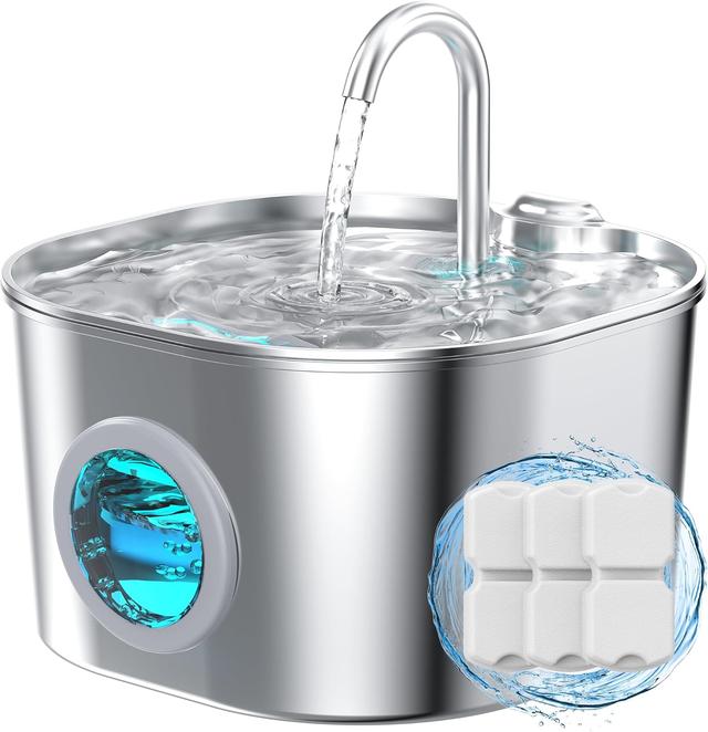 Product image of Cat Water Fountain Stainless Steel: Pet Fountains for Cats/Dog Indoor Automatic Waterer Bowls for Drinking Small Animal Water Dispenser Metal Pets Watering Faucet Bottle Auto Kitty Watering Supplies